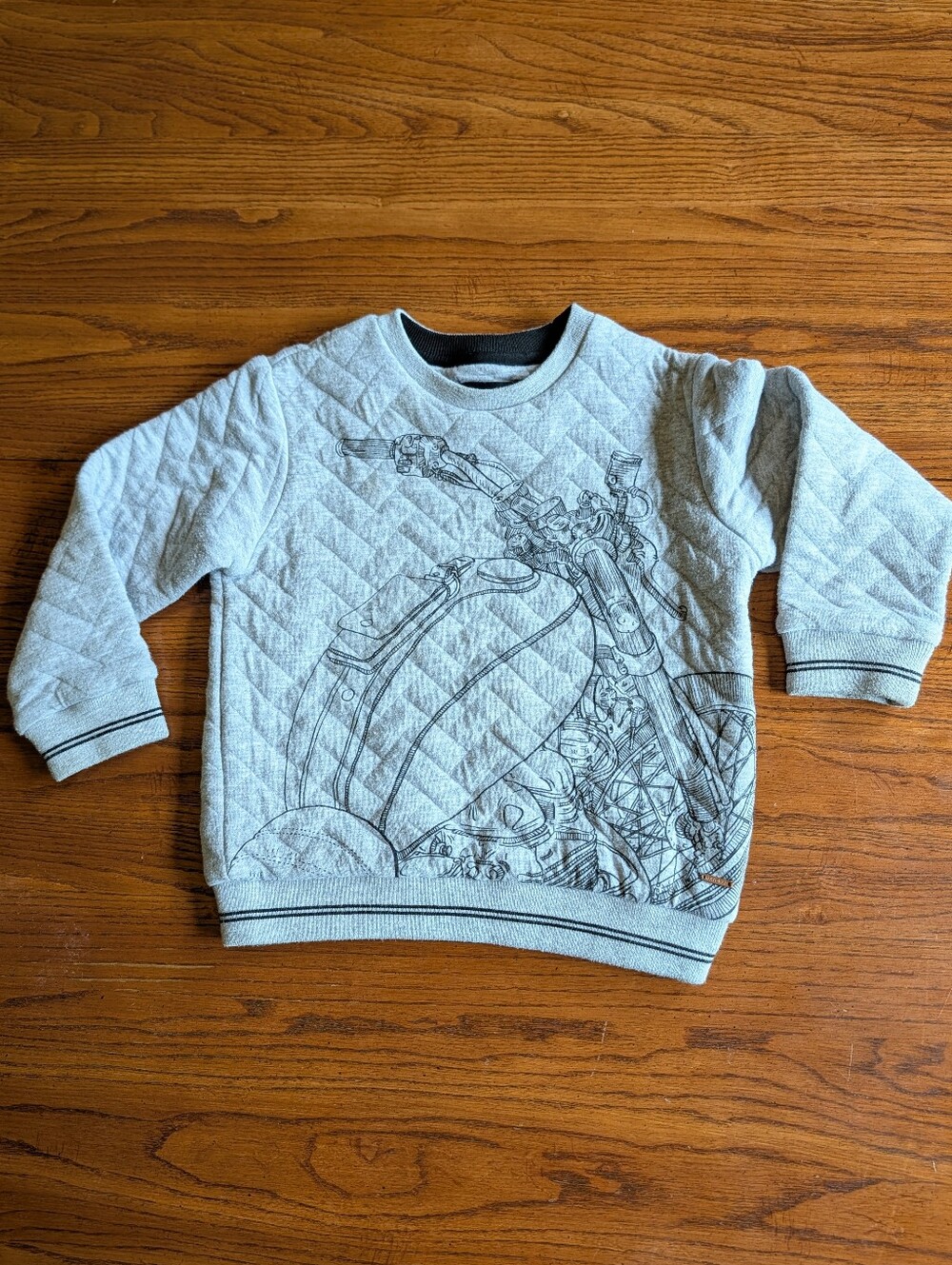 Mayoral Boys Quilted Motorcycle Sweatshirt Size 3 Gray Like New